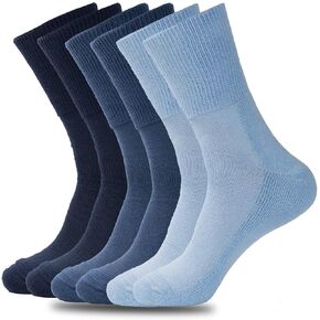 1SOCK2SOCK للجنسين 6 جوارب من القطن العضوي لمرضى السكري - علاجية، غير مربوطة، مبطنة