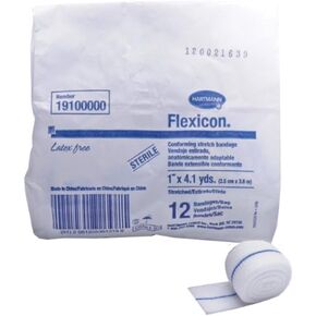 FLEXICON ORTS830 لفة شاش، معقمة، 1 بوصة × 4.1 ياردة، أبيض (عبوة من 12 قطعة)