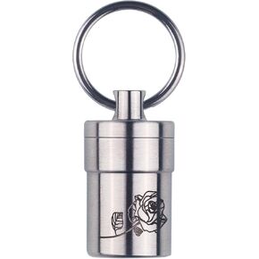 حافظة حبوب دواء صغيرة الحجم من ANO Titanium بقطر داخلي 0.54 بوصة للطوارئ حافظة حبوب خفيفة الوزن لـ Advil و Nitro لـ EDC مع Etch Rose مقاومة للماء 30ft (PF054R) in Kuwait