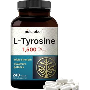 L Tyrosine Supplement, 1,500mg Per Serving, 240 Capsules | Essential Amino Acids – Brain Health Support for Memory, Cognitive Health, and Mental Alertness – Non-GMO in Kuwait