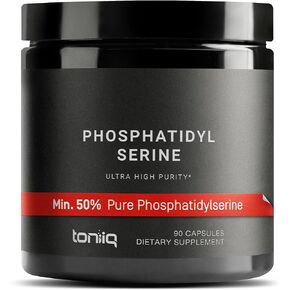 Toniiq Phosphatidylserine - 400mg Formula - World’s First 50% Purity - Highest Purity in The US - Soy Free Phosphatidylserine Supplement - 90 Veggie Capsules in Saudi Arabia