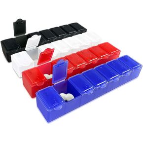USA Merchant - 7 Day Pill Box Small with Snap Close Lids - Weekly Pill Organizer 4 Times a Day or 28 Day Dispenser - Comes with 4 Separate 7 Day Pill Containers for Vitamins, Supplements, and Medicine in Saudi Arabia