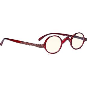 Vintage Round Blue Light Blocker Filtering Eyeglasses Small Lens (Black)