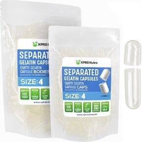XPRS Nutra Gelatin Size 4 Separated Capsules - 100 Count Small Empty Capsules Separated in Bags - Empty Pill Capsules - Size 4 Gel Capsules Empty- Capsules Empty DIY Supplement Filling (Black/Red) in Saudi Arabia