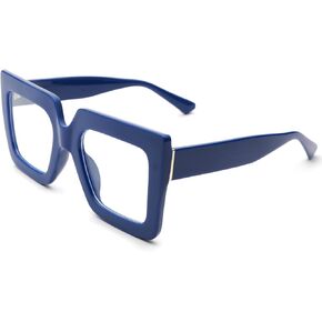 Bouryo Oversized Blue Light Glasses for Women Big Square Frame Glasses Fashion Clear Computer Eyewear Non-Prescription