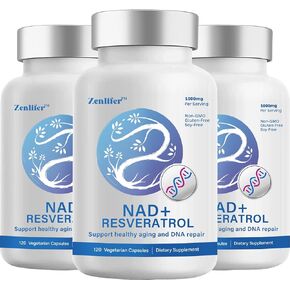 360 كبسولة من Zenlifer - NAD+ 1000 مجم مكمل تعزيز ريسفيراترول - أكثر كفاءة من NMN - نيكوتيناميد ريبوسيد لاستقلاب الطاقة الخلوية وإصلاحها والحيوية والشيخوخة الصحية in Kuwait
