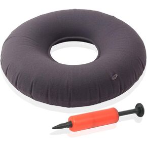 Dr. Frederick's Original Donut Pillow - 15" Inflatable Donut Cushion for Tailbone Pain Relief - Seat Cushion for Hemorrhoids, Bed Sores, Prostatitis - Vinyl & Flannel - Red