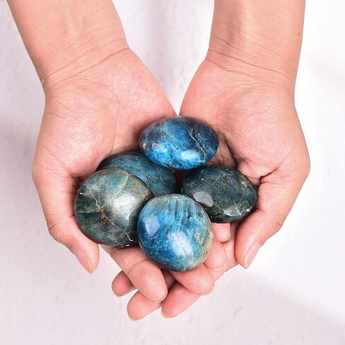 AMOYSTONE 5 قطعة من حجر الأمازونيت القلق الطبيعي للجيب النخيل الكريستالي حجر الشفاء الريكي كوارتز لعلاج القلق 1.6-2.2 بوصة in Kuwait