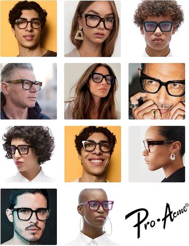 Pro Acme Oversized Square Blue Light Glasses for Men Women Fashion Rectangular Big Thick Frame UV400 Fake Eyewear in Saudi Arabia