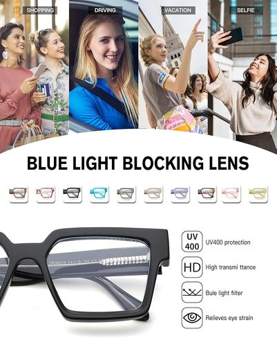 Pro Acme Oversized Square Blue Light Glasses for Men Women Fashion Rectangular Big Thick Frame UV400 Fake Eyewear in Saudi Arabia