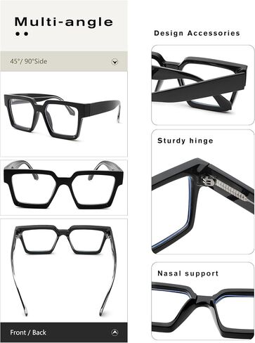 Pro Acme Oversized Square Blue Light Glasses for Men Women Fashion Rectangular Big Thick Frame UV400 Fake Eyewear in Saudi Arabia