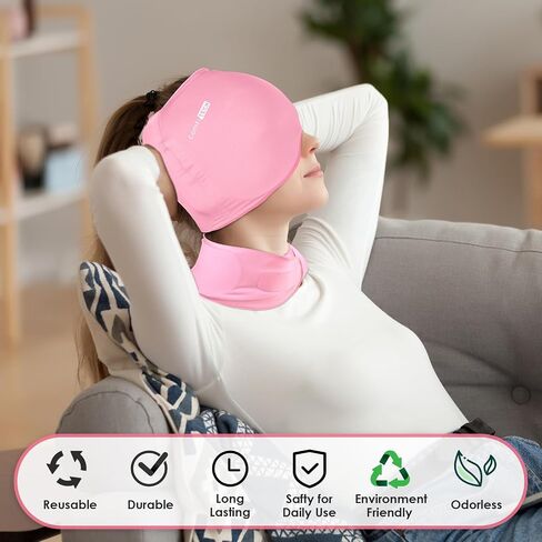 comfitech الصداع النصفي تخفيف غطاء والرقبة الجليد حزمة هلام التفاف، غطاء الصداع النصفي، حزمة الجليد عنق الرحم للرقبة، حزمة الرعاية للجيوب الأنفية مكتب الرقبة تخفيف آلام جراحة عنق الرحم (الوردي) in Kuwait