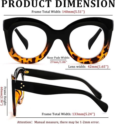 FEISEDY Retro Oversized Blue Light Blocking Reading Glasses Cateye Thick Frame Anti Glare Digital Eyestrain Readers B2980 in Saudi Arabia