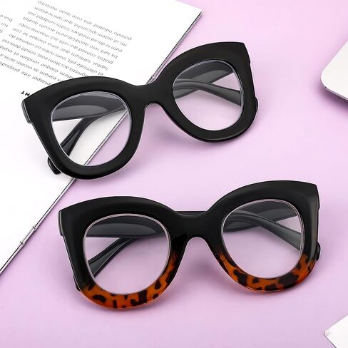 FEISEDY Retro Oversized Blue Light Blocking Reading Glasses Cateye Thick Frame Anti Glare Digital Eyestrain Readers B2980 in Saudi Arabia