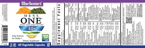 Bluebonnet Nutrition Mens' ONE 40+ عناصر غذائية كاملة، فيتامينات متعددة للرجال للرجال بعمر 40+، خالية من الصويا، غير معدلة وراثيًا، خالية من الغلوتين، موافق للشريعة اليهودية، 60 كبسولة نباتية، 60 وجبة in Saudi Arabia