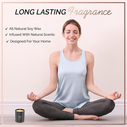 Premium Jasmine Scented Candles (Joie de Vivre), Natural Soy Candles Gifts for Women & Men, Hand Poured, Long Lasting Aromatherapy Essential Oil Candle, 8 Oz with 45 Hour Burn Time in Kuwait