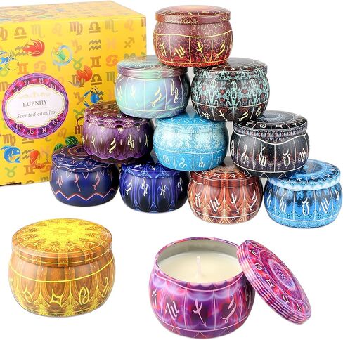 12 Pack 4.4Oz Zodiac Constellations Scented Candles Gift Set Strong Fragrance Aromatherapy Candle Set Decorative Candles for Home Scented Candle Relaxation Gifts for Women. in Kuwait