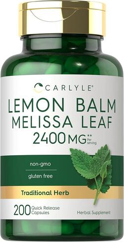 Carlyle Melissa Lemon Balm | 200 Capsules | Non-GMO and Gluten Free Formula | Melissa Leaf Traditional Herbal Supplement | Super Concentrated Extract in Saudi Arabia