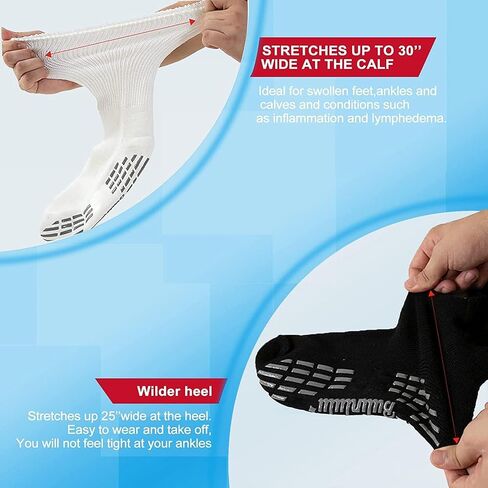 Bulinlulu Extra Width Non Slip Wide Socks for Swollen Feet-Super Extra Width Diabetic Edema Socks, Cast Sock, Hospital Socks with Grips for Men, Extra Width Lymphedema Socks-4 Purple in Kuwait