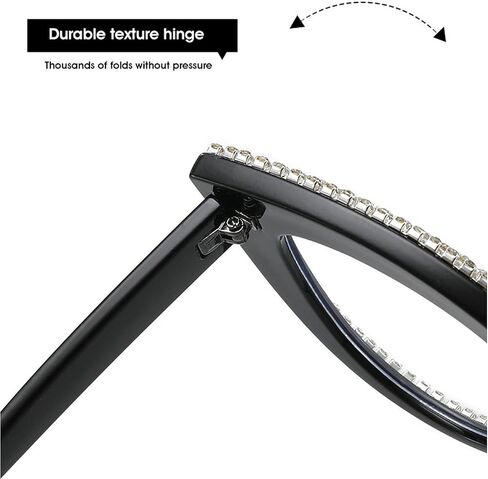 mincl Womens Luxurious Colorful Rhinestone Cat Eye Reading Glasses Blue light blocking Reader Computer Eyeglass Frame in Kuwait