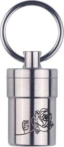 حافظة حبوب دواء صغيرة الحجم من ANO Titanium بقطر داخلي 0.54 بوصة للطوارئ حافظة حبوب خفيفة الوزن لـ Advil و Nitro لـ EDC مع Etch Rose مقاومة للماء 30ft (PF054R) in Kuwait