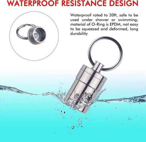 حافظة حبوب دواء صغيرة الحجم من ANO Titanium بقطر داخلي 0.54 بوصة للطوارئ حافظة حبوب خفيفة الوزن لـ Advil و Nitro لـ EDC مع Etch Rose مقاومة للماء 30ft (PF054R) in Kuwait