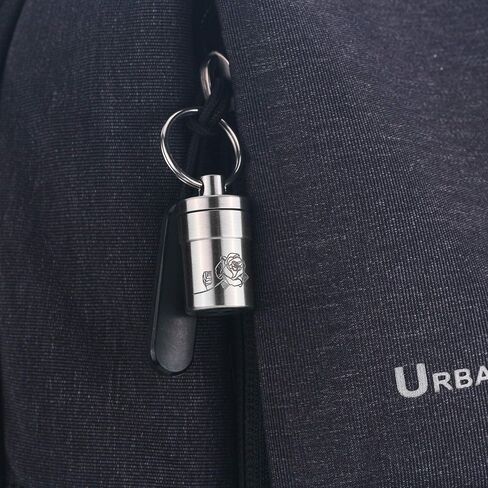 حافظة حبوب دواء صغيرة الحجم من ANO Titanium بقطر داخلي 0.54 بوصة للطوارئ حافظة حبوب خفيفة الوزن لـ Advil و Nitro لـ EDC مع Etch Rose مقاومة للماء 30ft (PF054R) in Kuwait