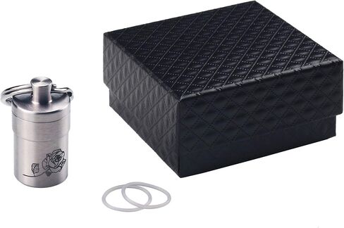 حافظة حبوب دواء صغيرة الحجم من ANO Titanium بقطر داخلي 0.54 بوصة للطوارئ حافظة حبوب خفيفة الوزن لـ Advil و Nitro لـ EDC مع Etch Rose مقاومة للماء 30ft (PF054R) in Kuwait
