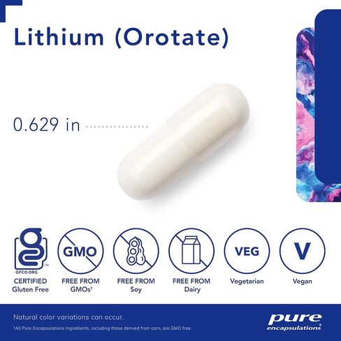 Pure Encapsulations Lithium (Orotate) 1 mg | Support for Calmness and Behavior | 90 Capsules in Saudi Arabia