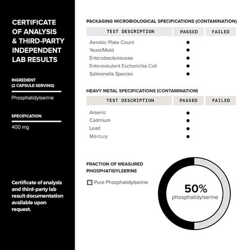 تونييك فوسفاتيديل سيرين - تركيبة 400 ملغ - اول نقاء بنسبة 50% في العالم - اعلى درجة نقاء في الولايات المتحدة - مكمل فوسفاتيديل سيرين خالي من الصويا - 90 كبسولة نباتية in Saudi Arabia