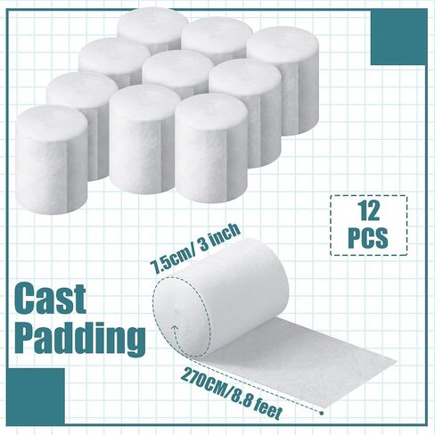 Nuanchu 12 Rolls Medical Cotton Cast Padding Plaster Cloth(2 Inch X 8.8 ft) in Saudi Arabia