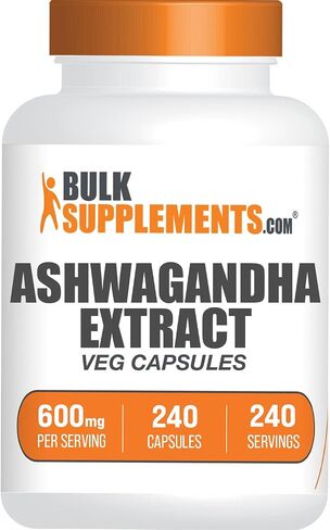 BULKSUPPLEMENTS.COM Ashwagandha Root Extract Capsules - Ashwagandha 600mg, Ashwagandha Supplement, Ashwagandha Root Capsules, Vegan & Gluten Free, 1 Capsules per Serving, 240 Veg Capsules in Saudi Arabia