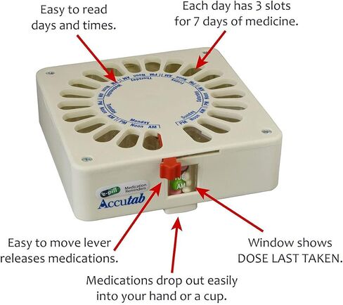 e-Pill Pill Dispenser - Accutab - Weekly - Up to 3 Times Per Day - Large Capacity Pill Organizer in Saudi Arabia