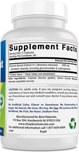 Best Naturals Broccoli Sprouts Extract, 1000 mg, 120 Count in Saudi Arabia