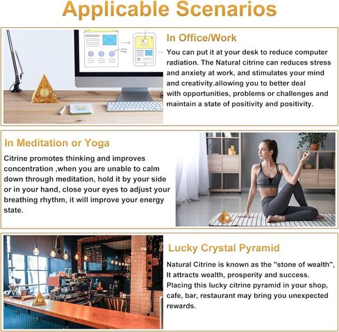 Hopeseed Large Orgone Crystal Pyramid for Positive Energy, Orgonite Natural Citrine Stones Healing Crystals Pyramid Set for Attraction Wealth and Prosperity Reduce Stress Chakra Healing Meditation in Kuwait