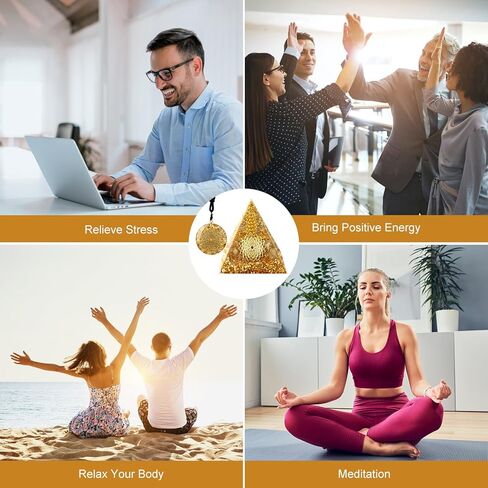 Hopeseed Large Orgone Crystal Pyramid for Positive Energy, Orgonite Natural Citrine Stones Healing Crystals Pyramid Set for Attraction Wealth and Prosperity Reduce Stress Chakra Healing Meditation in Kuwait