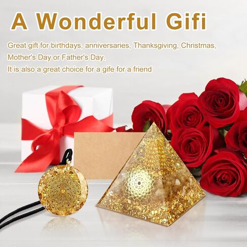 Hopeseed Large Orgone Crystal Pyramid for Positive Energy, Orgonite Natural Citrine Stones Healing Crystals Pyramid Set for Attraction Wealth and Prosperity Reduce Stress Chakra Healing Meditation in Kuwait