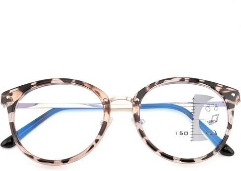FEIVSN Trendy Round Progressive Multifocus Reading Glasses Women Men Multifocal Readers Blue Light Blocking Eyeglasses in Kuwait