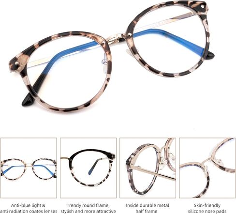 FEIVSN Trendy Round Progressive Multifocus Reading Glasses Women Men Multifocal Readers Blue Light Blocking Eyeglasses in Kuwait