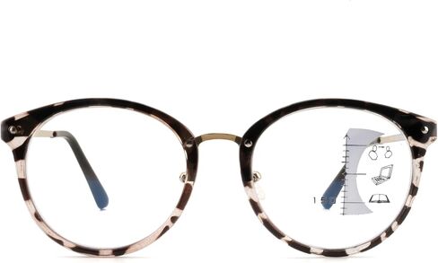 FEIVSN Trendy Round Progressive Multifocus Reading Glasses Women Men Multifocal Readers Blue Light Blocking Eyeglasses in Kuwait