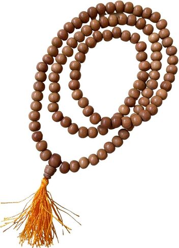 NAISHA Sandalwood 108 Beads Rosary Mala 8mm, Tibetan Prayer Beads -Yoga Meditation Bead Necklace - Hand Knotted Japa Mala Large Size Wearing and Jaap Chanting Buddha Prayer Beads in Saudi Arabia