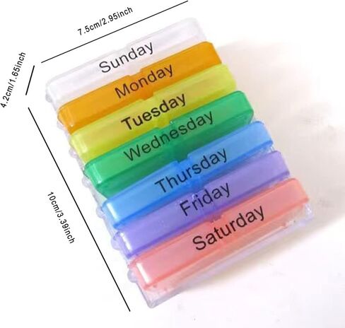 منظم حبوب الادوية الاسبوعي لمدة 7 ايام، صندوق صغير لتنظيم حبوب الدواء 4 مرات في اليوم، منظم فيتامين يوميا، منظم حبوب دواء، حاوية دواء، منظم للادوية والمكملات الغذائية واغطية شفافة وزيوت السمك in Kuwait