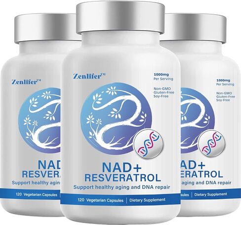 360 كبسولة من Zenlifer - NAD+ 1000 مجم مكمل تعزيز ريسفيراترول - أكثر كفاءة من NMN - نيكوتيناميد ريبوسيد لاستقلاب الطاقة الخلوية وإصلاحها والحيوية والشيخوخة الصحية in Kuwait