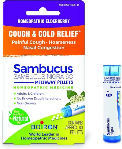 Boiron Sambucus Nigra 6c دواء البلسان المثلي للسعال وتخفيف البرد، والمخاط السميك، وبحة في الصوت، واحتقان الأنف in Saudi Arabia