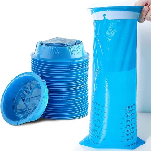 25 عبوة من VOPHIA أكياس قيء طبية للاستعمال مرة واحدة سعة 1000 مل، حقيبة قيء للسيارة، مقاومة للتسرب، حقائب محمولة لتقيؤ السفر ودوار الحركة وحمل سيارات الأجرة in Kuwait