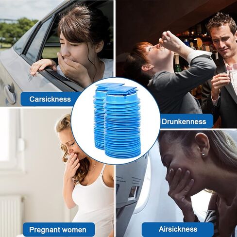 25 عبوة من VOPHIA أكياس قيء طبية للاستعمال مرة واحدة سعة 1000 مل، حقيبة قيء للسيارة، مقاومة للتسرب، حقائب محمولة لتقيؤ السفر ودوار الحركة وحمل سيارات الأجرة in Kuwait