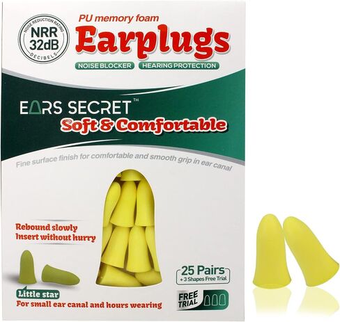 سدادات أذن إسفنجية من EARS SECRET للنوم، 25+3 أزواج من سدادات الأذن 37 ديسيبل سدادات أذن مريحة لتقليل الضوضاء، والسفر، والشخير، والحفلات الموسيقية، والضوضاء العالية، وإطلاق النار، والعمل، سدادات أذن بتصميم قناة الأذن الصغيرة in Kuwait