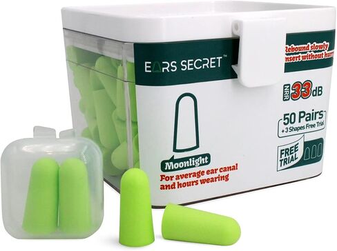 سدادات أذن إسفنجية من EARS SECRET للنوم، 25+3 أزواج من سدادات الأذن 37 ديسيبل سدادات أذن مريحة لتقليل الضوضاء، والسفر، والشخير، والحفلات الموسيقية، والضوضاء العالية، وإطلاق النار، والعمل، سدادات أذن بتصميم قناة الأذن الصغيرة in Kuwait
