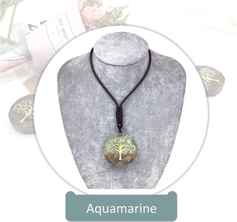 EDEN'S CALL شفاء شجرة الحياة أورجونيت كريستال حجر قلادة قلادة للجنسين 26.38 "قابل للتعديل الطاقة المقدسة الهندسة قلادة عين النمر in Kuwait