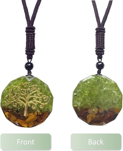 EDEN'S CALL Healing Tree of Life Orgonite Crystal Stone Pendant Necklace for Unisex 26.38" Adjustable Energy Sacred Geometry Tiger's Eye Necklace in Kuwait